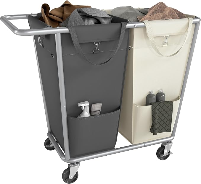 SONGMICS Laundry Basket with Wheels, 2-Section Laundry Sorter, 50.2 Gallons by SONGMICSbySONGMICSHOME