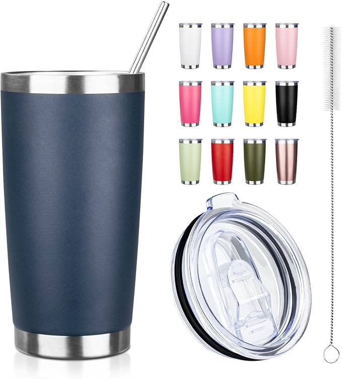 20oz Tumbler with Straw and Brush, Stainless Steel Vacuum Insulated tumbler by Unknown