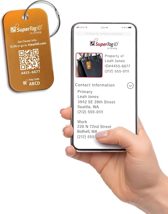 Dynotag® Sentry Series Solid Metal Web Enabled Smart Luggage Tag ID + Steel Loop - Image 3