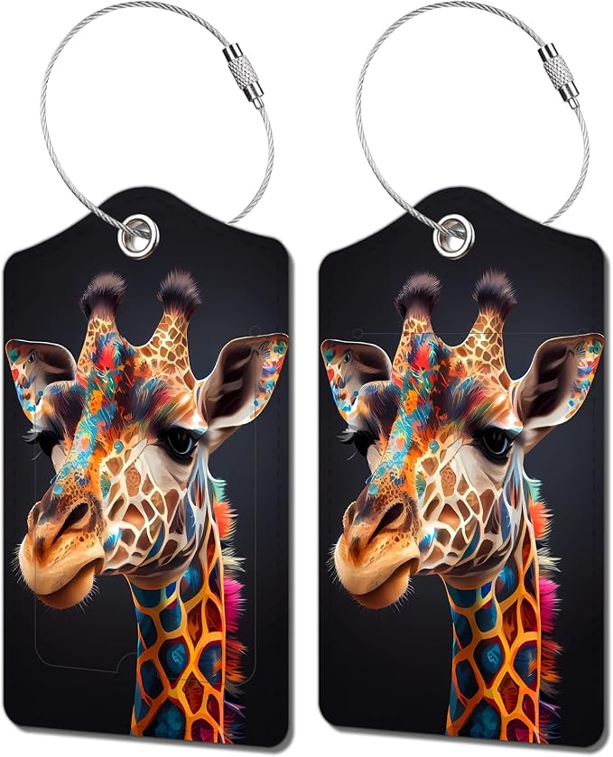 2 Pack Luggage Tag for Suitcase, Cute Unique Leather Bag Tags Identifiers by BestEioyo