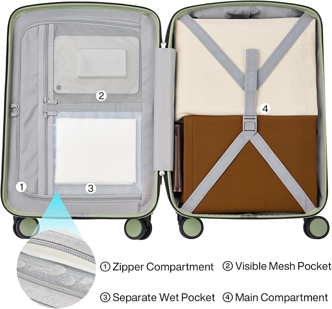 Hanke Hard Shell Luggage Sets 2 Pieces, Carry On and Checked Luggage Sets - Image 6