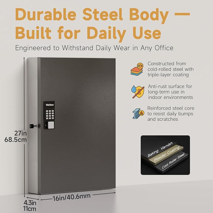 192 Key Lock Box Wall Mount, Smart Key Cabinet, One Time Password/Fixed - Image 2