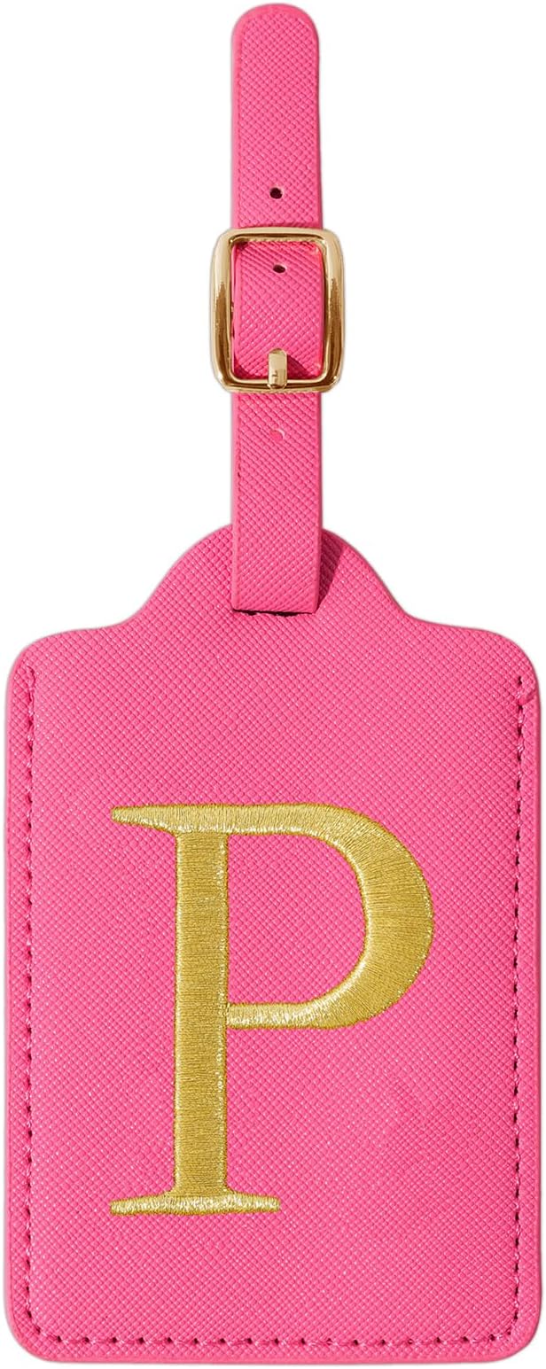 Personalized Rose Red Leather Initial Luggage Tags - Image 9