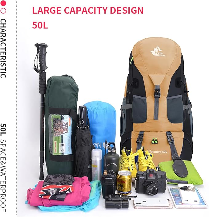 Bseash 50L Hiking Backpack, Water Resistant Lightweight Outdoor Sport Daypack - Image 9