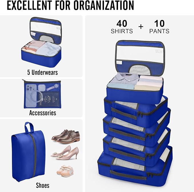 Veken 10 Set Packing Cubes for Travel Essential, Suitcase Organizer Bags in 4 - Image 5