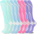 Compression Socks for Women Men Circulation Knee High 8 Pairs for Nurses by HELLOMOMOYA