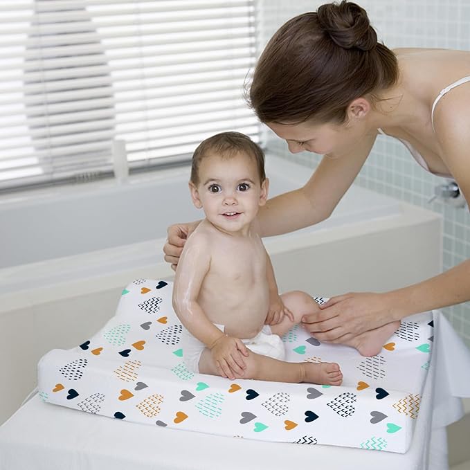 BROLEX Changing Pad Covers for Baby: Boy Girls Ultra Stretchy Soft 2 Pack Heart - Image 7