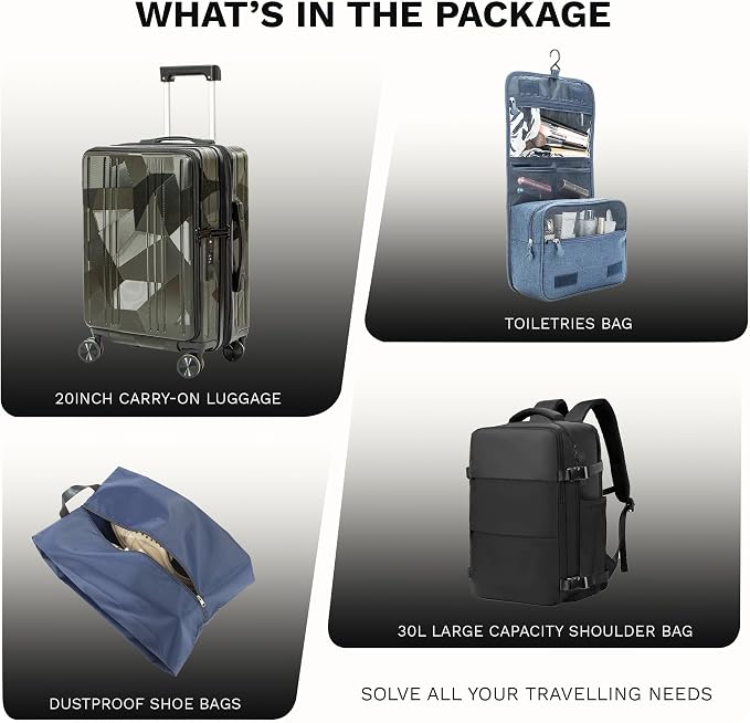 20 inch Carry On Luggage Expandable Top Opening/Clamshell Opening, TSA Approved - Image 6