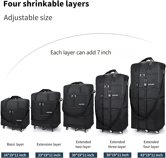 Expandable Foldable Luggage, Rolling Duffle Bag - Image 2
