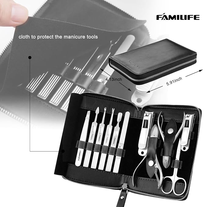 Manicure Kit, FAMILIFE Professional Manicure Set Nail Kit, 11 in 1 Stainless - Image 4