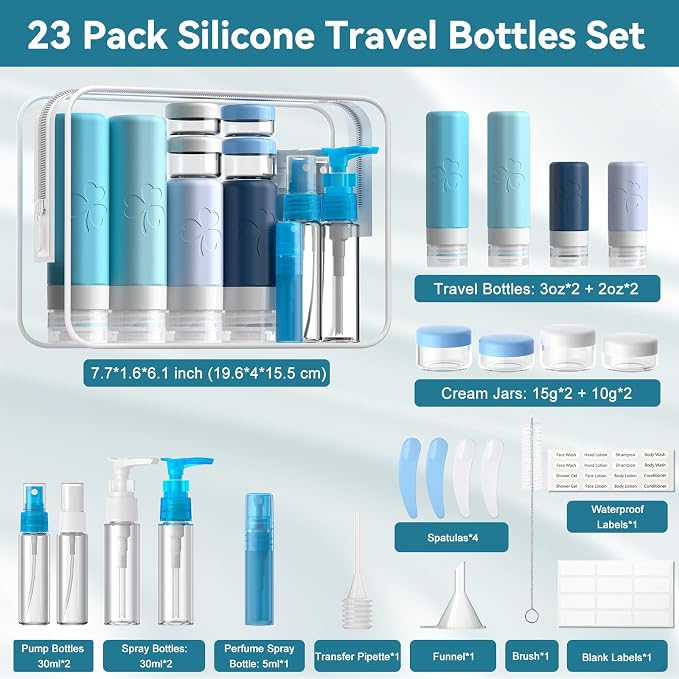 INSFIT Travel Bottles for Toiletries 23pack, TSA Approved Travel Size Toiletries - Image 3