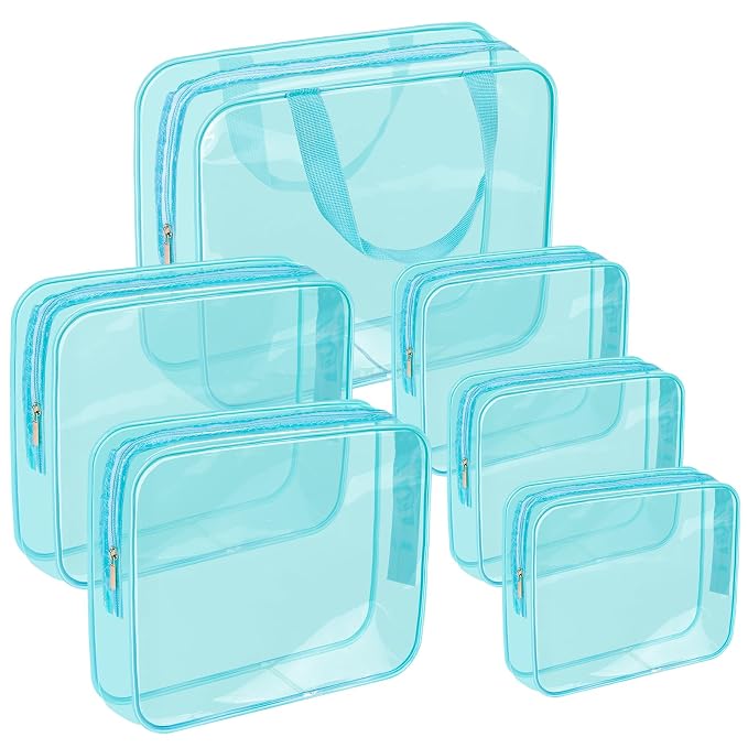 APREUTY Clear Makeup Bags, TSA Approved 6 Pcs Cosmetic Makeup Bags Set Clear PVC by WelcometoAPREUTY