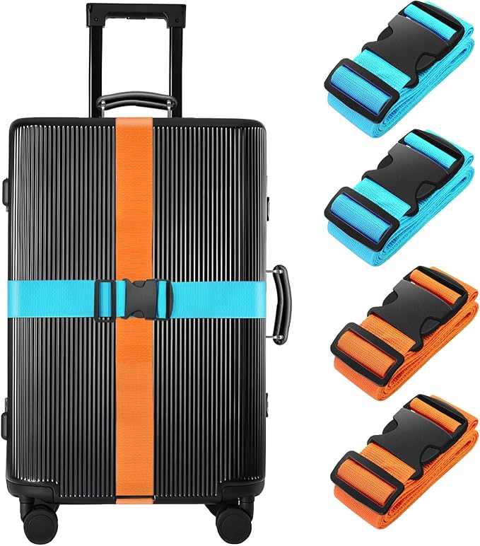BILIONE 4 Pack Luggage Straps 79" Long Belts Keep Suitcase Secure While by BILIONE