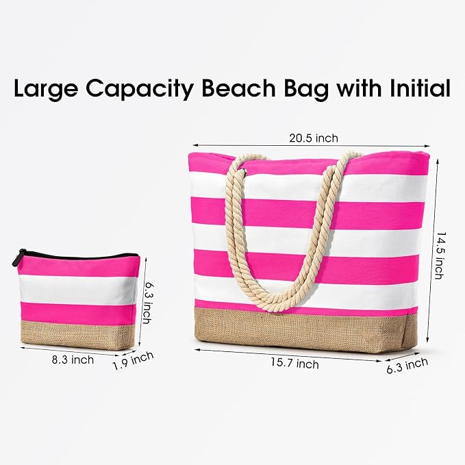 Becokan Beach Bag Initial Beach Tote - Image 3