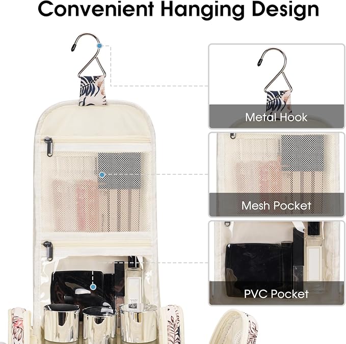 Narwey Hanging Toiletry Bag for Women Travel Makeup Bag Organizer Toiletries - Image 4