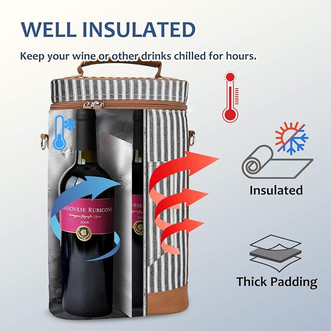 Tirrinia 2 Bottle Wine Gift Tote Carrier - Image 2