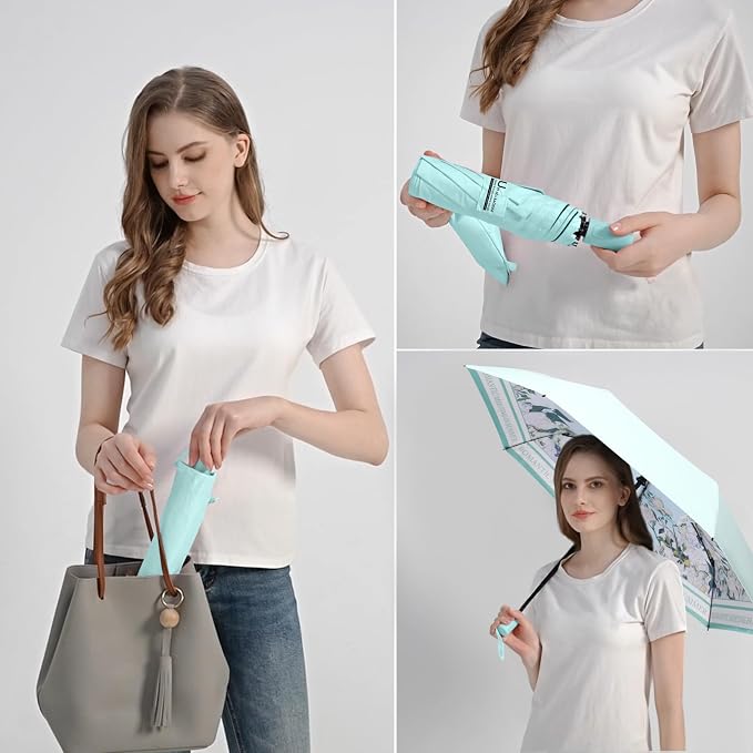 BAODINI Small UV Protection Travel Umbrella Compact - Image 5