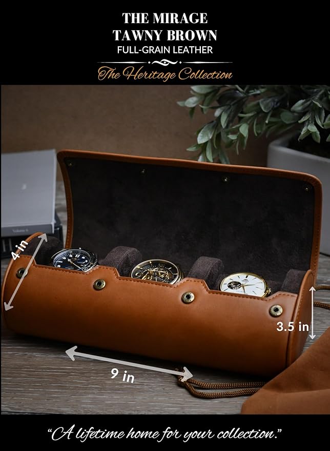 Watch Travel Case for Men – Leather Watch Roll Case Organizer – 3 Watches - Image 4
