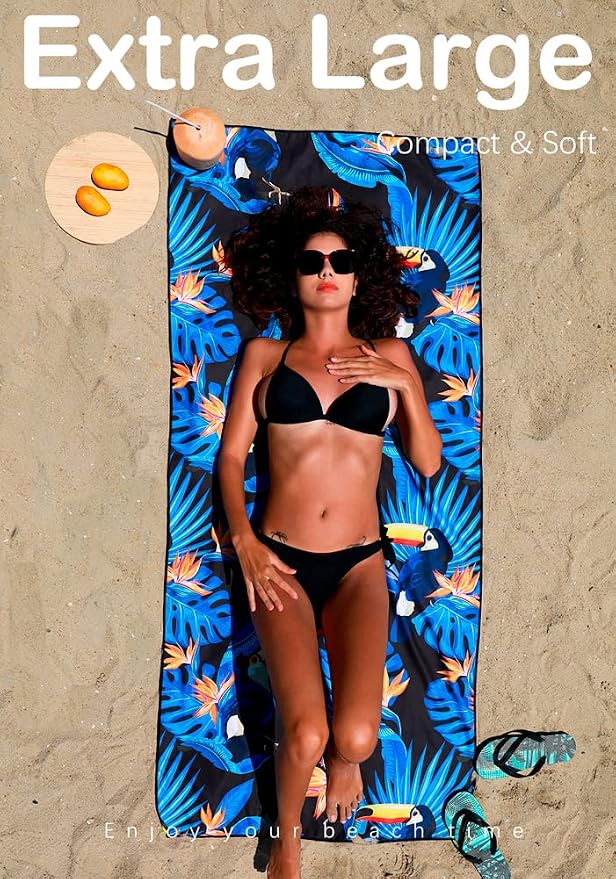 2 Pack Microfiber Lightweight Beach Towel Sand Free Quick Dry Absorbent Thin - Image 3
