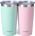 SUNWILL Travel Coffee Mug with Lid, 20 oz Tumbler Set of 2, Insulated Stainless by SUNWILL