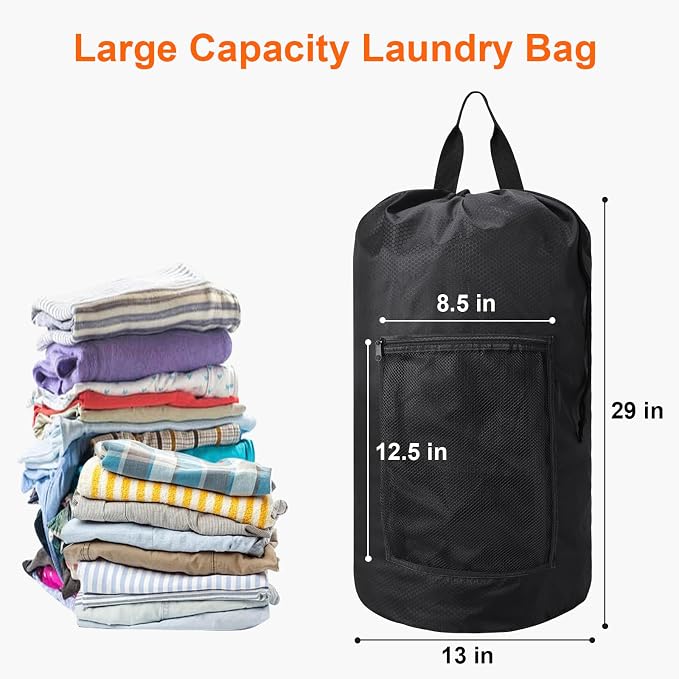 Femuar Laundry Bag Backpack Durable Laundry Bag - Image 2