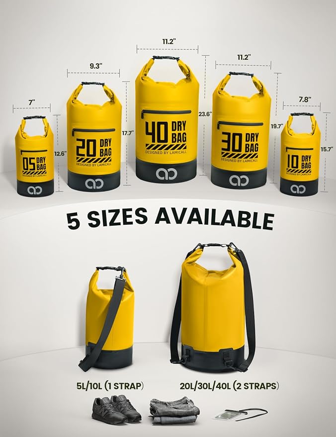 Lamicall Dry Bag Waterproof Backpack - 5L/10L/20L/30L/40L Roll Top Waterproof - Image 2