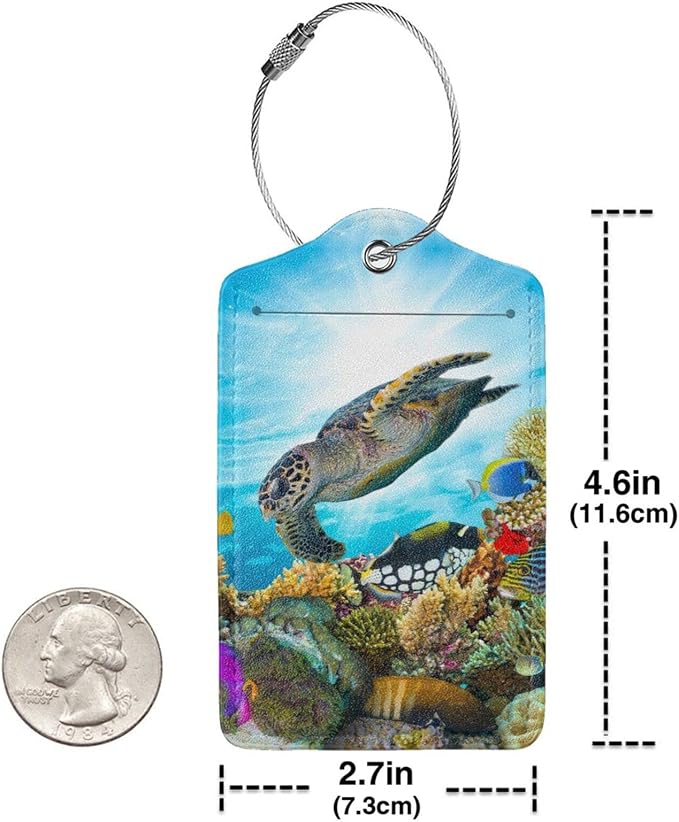 2 Pack Sea Turtle Luggage Tag for Suitcases, Cool Leather Suitcase Labels - Image 5
