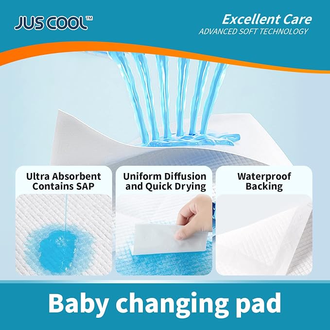 JUS COOL Baby Disposable Changing Pads, 24”x 24” Underpads Portable Diaper - Image 4