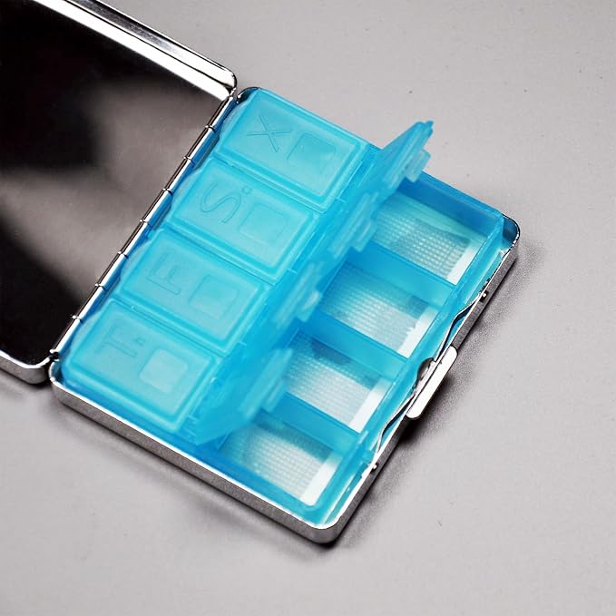 Silver Vintage Pill Box 7 Day Metal Pill Box - Image 5