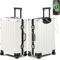 Krute Checked Aluminum Frame Suitcase 24 Inch Zipperless Luggages Hardside PC by Krute