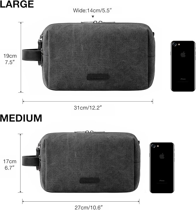 BAGSMART Toiletry Bag for Men, Canvas Travel Toiletry Organizer Dopp Kit - Image 6