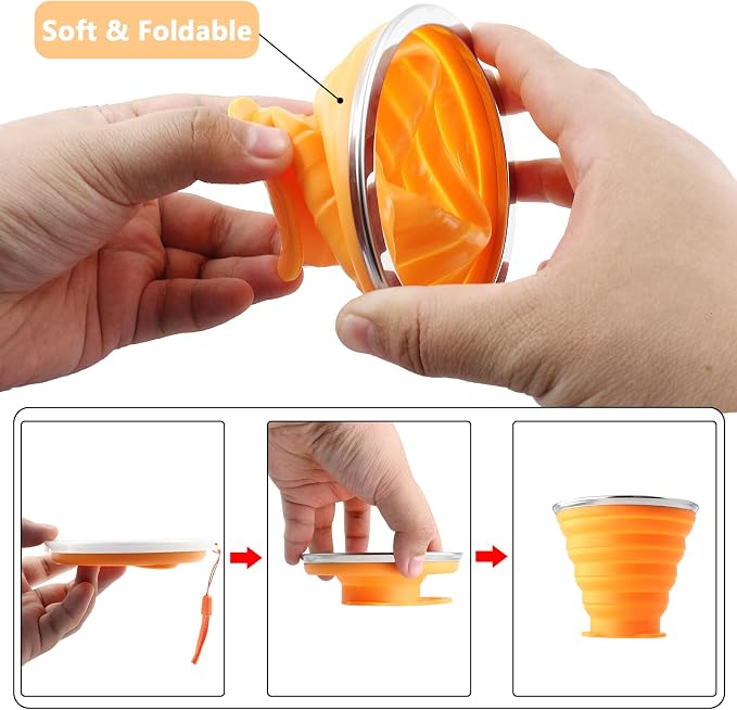 Litoexpe 2 Pack Silicone Collapsible Travel Cup Portable Folding Camping Cup - Image 6