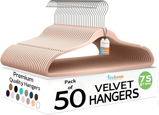 50 Pack New Premium Quality Velvet Hangers Ultra Thin Non Slip Adult Felt Space - Image 9