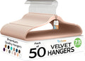 50 Pack New Premium Quality Velvet Hangers Ultra Thin Non Slip Adult Felt Space by TECHZOO