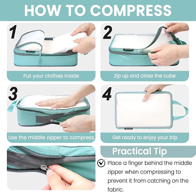 BAGAIL 6 Set Ultralight Compression Packing Cubes Packing Organizer - Image 4