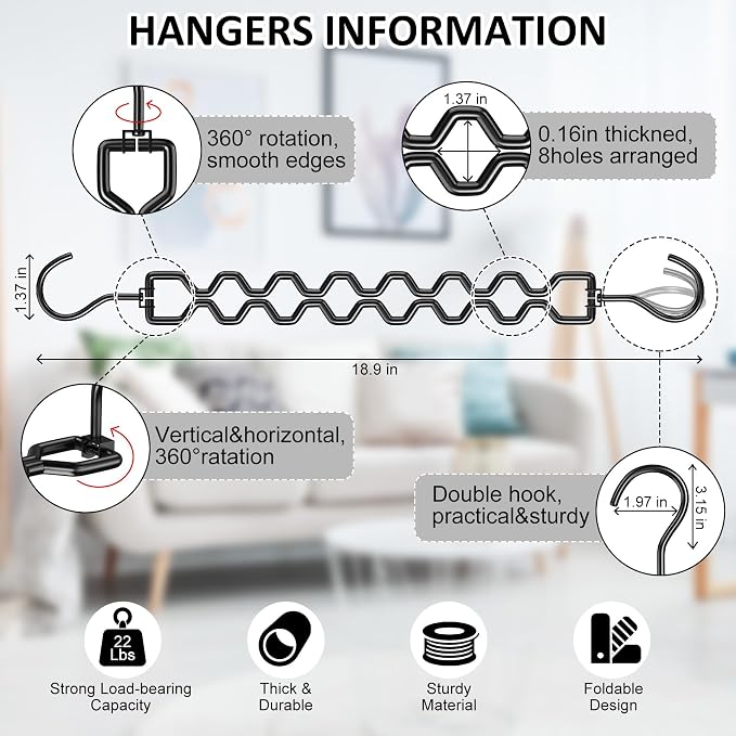 6 Pack Space Saving Hangers for Clothes, Heavy Duty 30Lbs Capacity Magic - Image 4