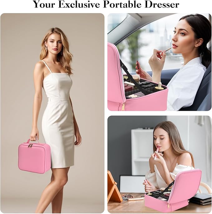 Travel Makeup Bag With LED Mirror, Makeup Travel Train Case with 3 Color Setting - Image 7