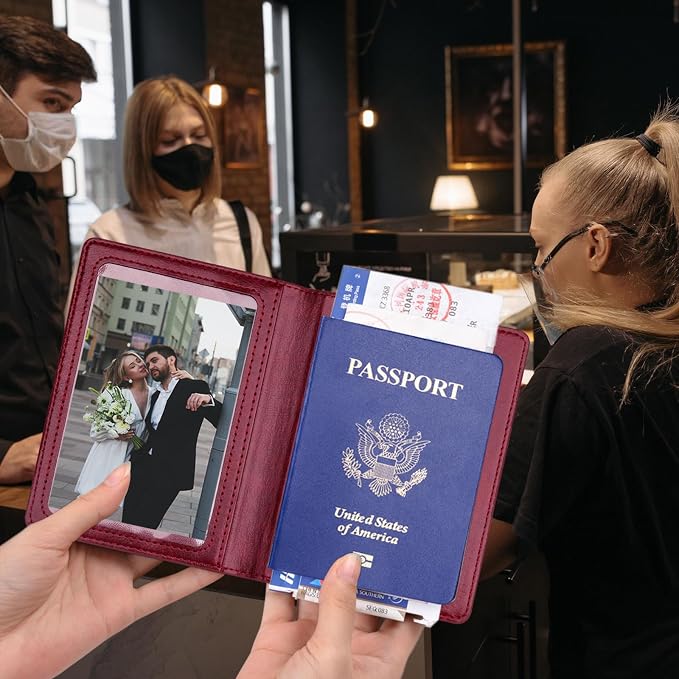 Herain Passport Holder 2Pcs, Passport Cover Wallet Case - Image 3