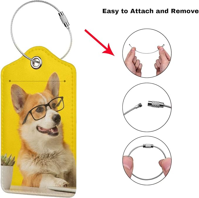 2 Pcs Yellow Luggage Tags for Suitcases Cute Dog - Image 3