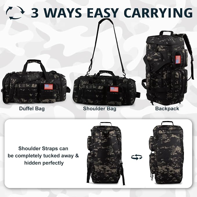 Tactical Gym Bag for Men，50L Large 3 in 1 Sports Duffle Bag - Image 5