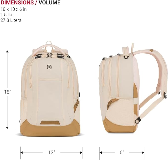 SwissGear Cecil 5505 Laptop Backpack, Cream/Warm Sand - Image 5