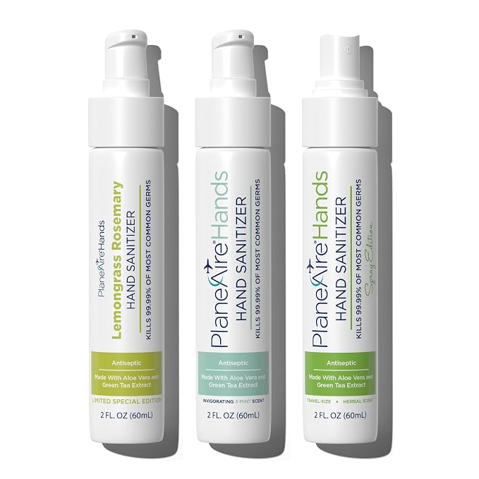 Fresh & Invigorated Variety 3pk Hand Sanitizer | Lemongrass Rosemary Lotion by PlaneAire