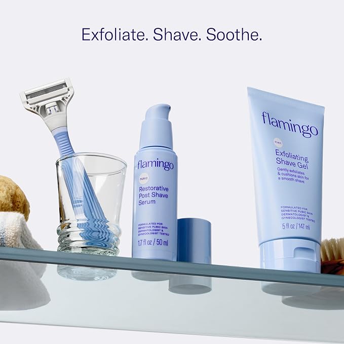 Flamingo Pubic Hair Shaving Skin Care Set, Exfoliating Shaving Gel - Image 5