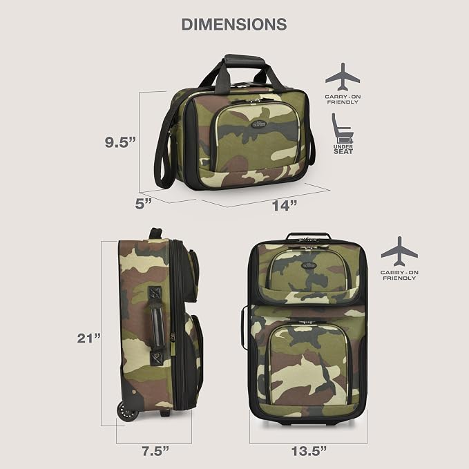 U.S. Traveler Rio Rugged Fabric Expandable Carry-on Luggage, Rolling Suitcase - Image 5