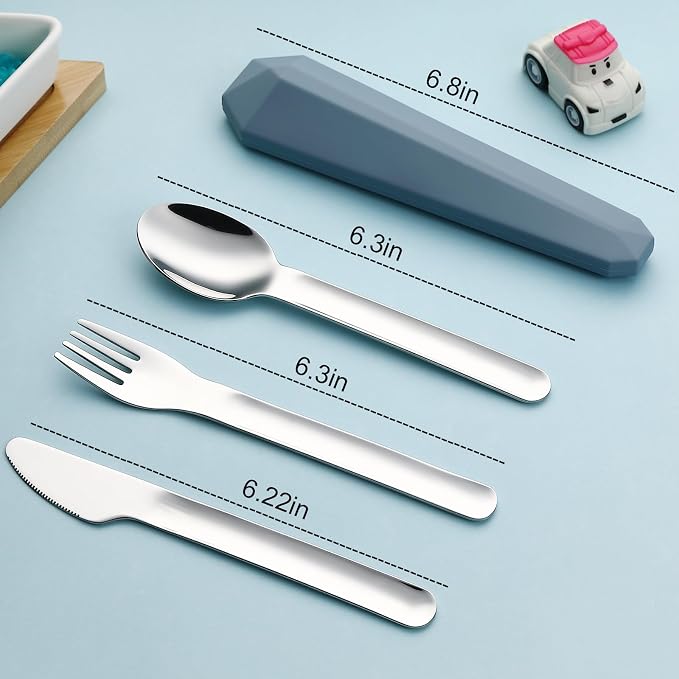 DEVICO Travel Utensils with Case, Reusable Camping Silverware Cutlery, 18/8 - Image 5