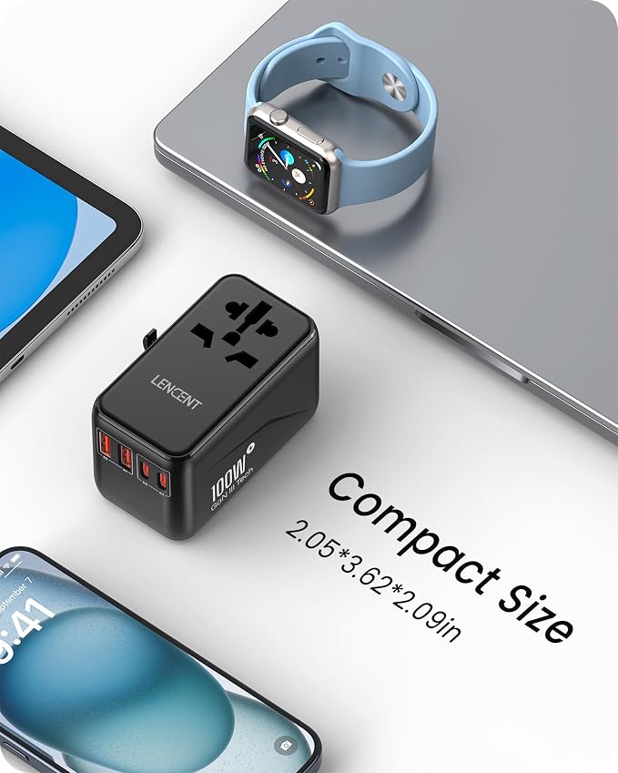 LENCENT Universal Travel Adapter, 100W GaN3 International Adaptor - Image 6