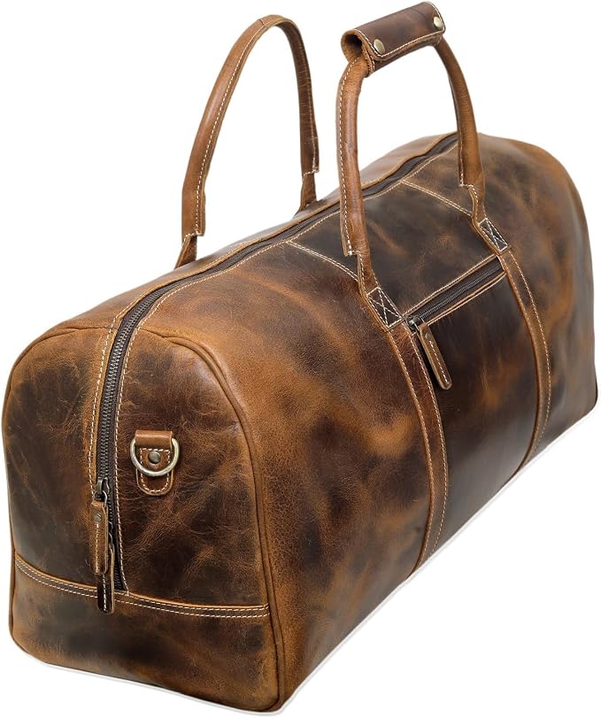 Leather Travel Duffel Bags for Men and Women Full Grain Leather Overnight - Image 6