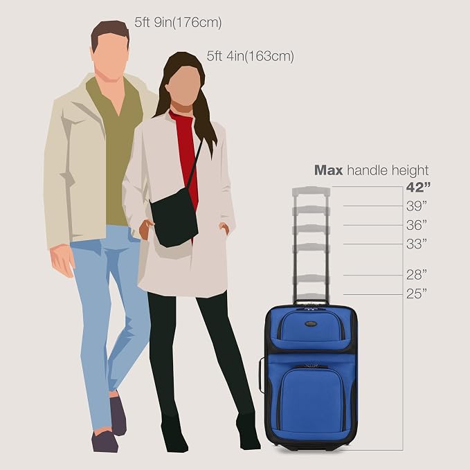 U.S. Traveler Rio Softside Expandable Carry-on Rolling Luggage, Royal Blue - Image 7