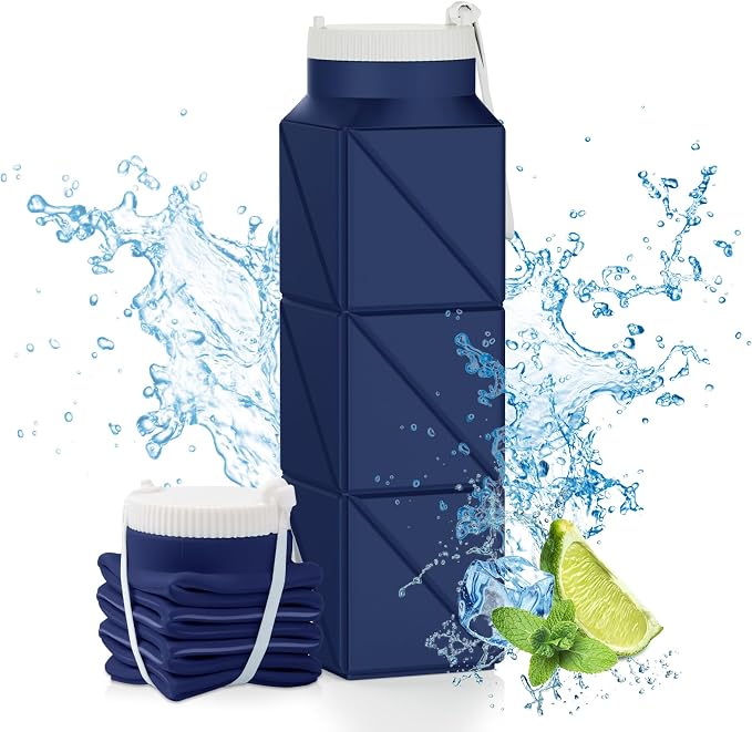 610ml Collapsible Water Bottles Upgrade Foldable Water Bottle BPA Free Reusable by POPDIGITO