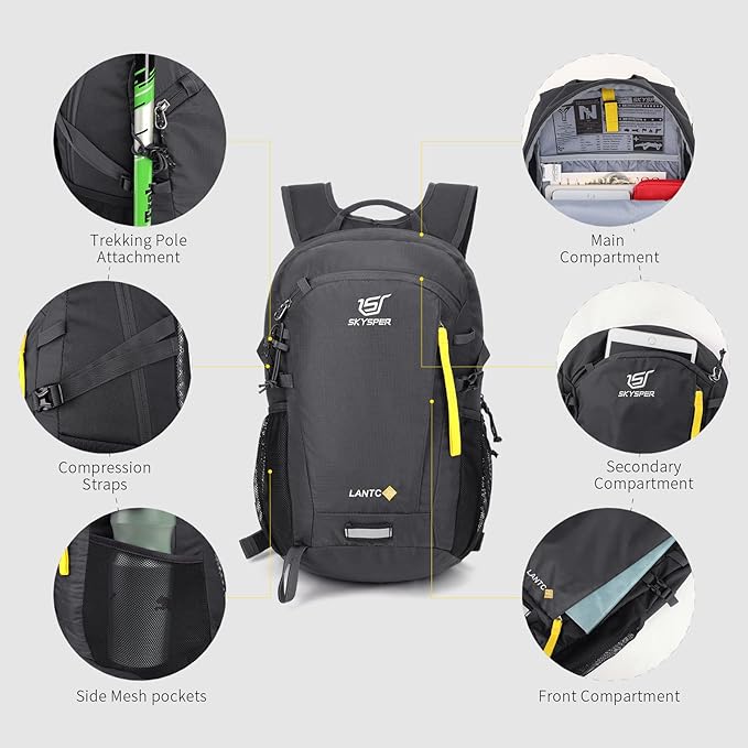 SKYSPER Small Hiking Backpack, 20L Lightweight Travel Backpacks Hiking Daypack - Image 4